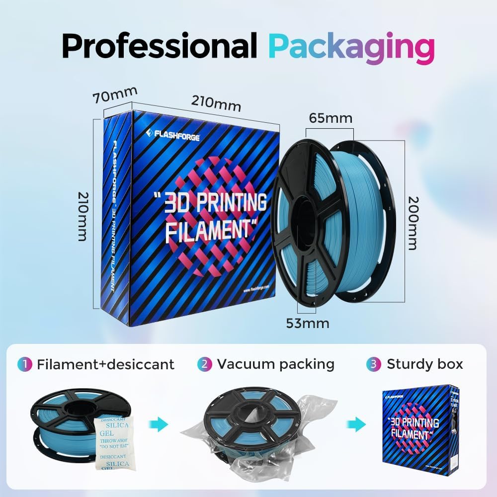 FLASHFORGE Rapid PLA Filament 1.75mm, High Flow Speedy 3D Printer Filament, Experience Exceptional Performance with 500mm/s High-Speed Printing, Neatly Wound & Top-Notch Filament (Ice Blue)