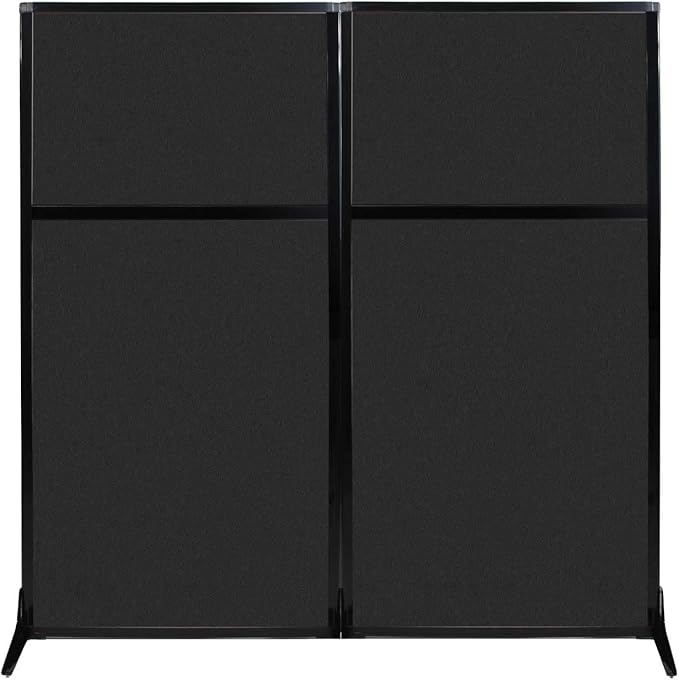 Versare Office Workstation Screen | Portable Wall Divider | Modern Cubicle | Freestanding Privacy Screen | Flexible Work Space | 2 Panels | 66" Wide x 70" Tall Black SoundSorb Panels