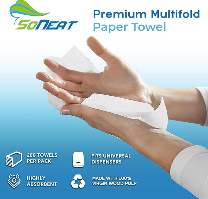 Trifold Paper Towels - 3200 Sheets Multifold Disposable Paper Hand Towels for Bathroom, Commercial, Household, Hand Paper Towels for Bathroom Dispenser, 16 Packs (200 Count/Pack)