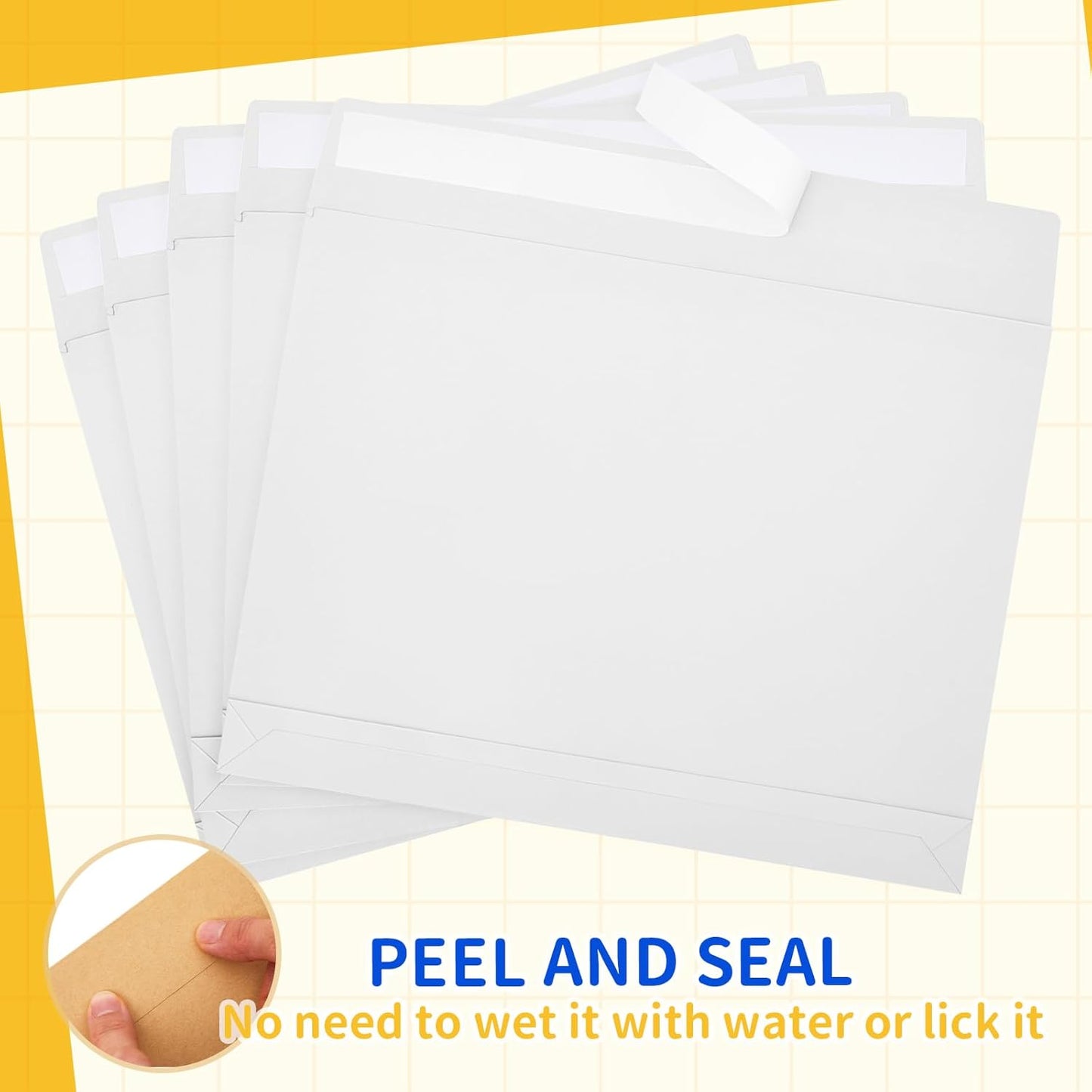 20 Pcs 12 x 16 x 1.6 Inch Large Expandable Catalog Envelopes Manilla Kraft Peel and Seal Envelopes Light Large Mailing for Office Home Documents Magazines Photos Storage Organizing (White)