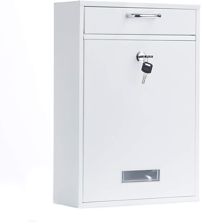 Wall Mounted Locking Vertical Dropbox Mailbox - Safe and Secure (Large) | Made with Galvanized Steel