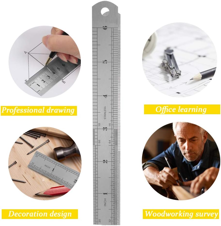 6 Inch Stainless Steel Ruler 2 Pack.