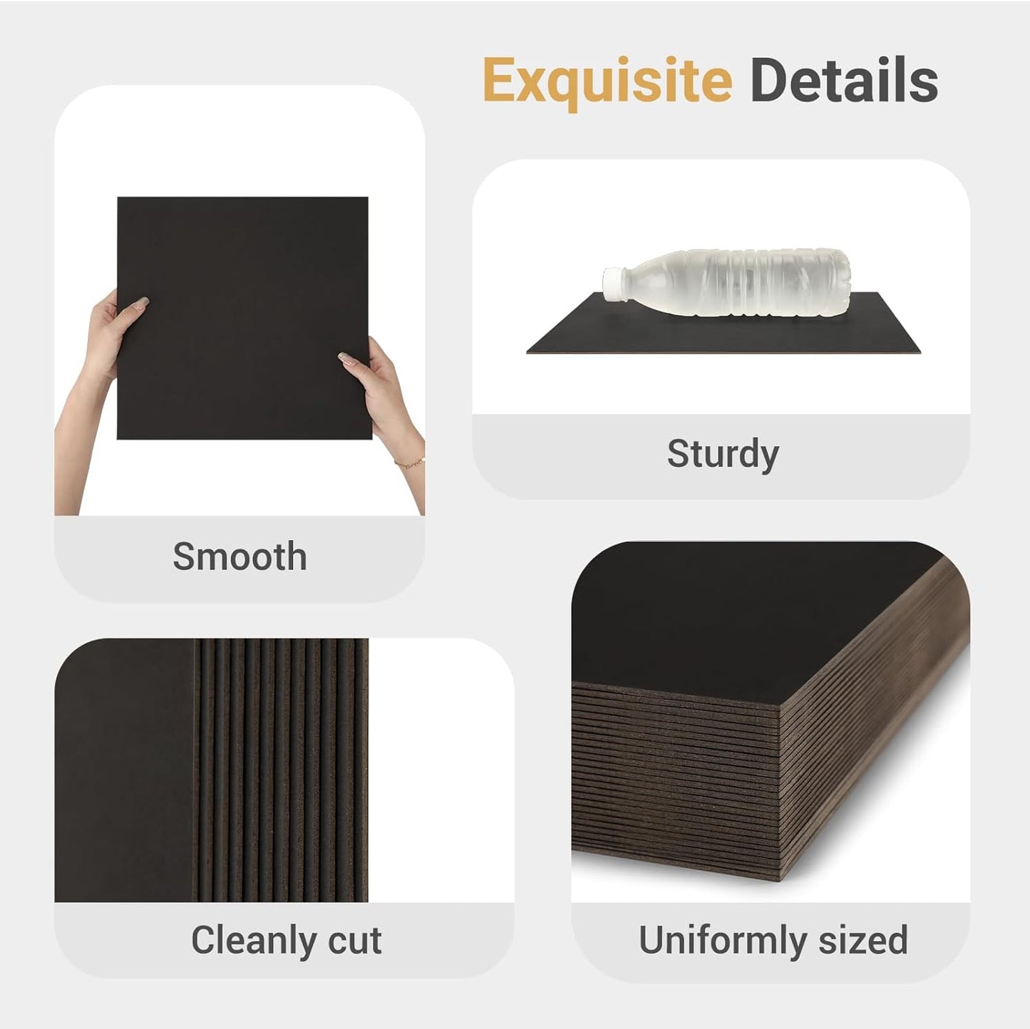 25 Pcs Book Board, Binder Board, Cover Board, Heavy Duty Chipboard for Book Binding, DIY Cardboard (Black, 8.5 x 11 Inch 80PT)