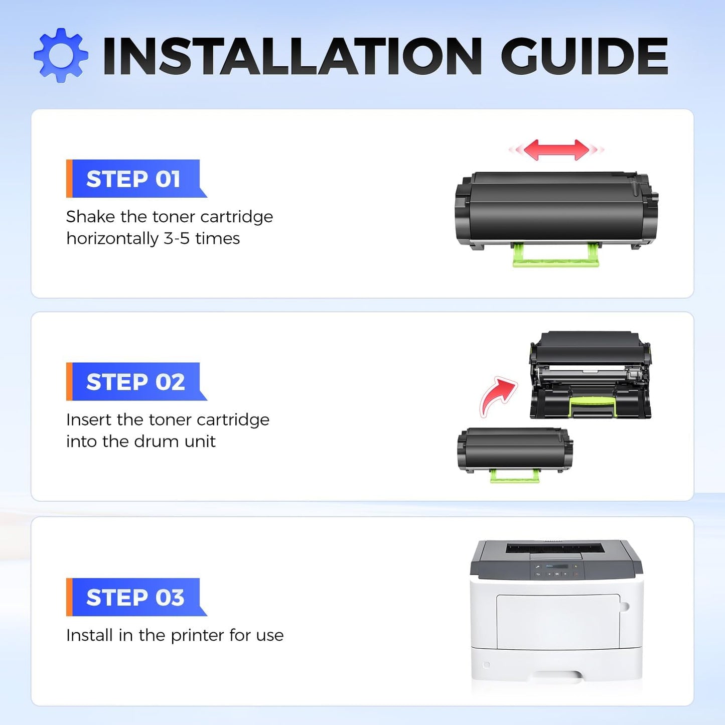 50F1X00 Toner Cartridge Black 1-Pack Extra High Yield With Chip Replacement for Lexmark 50F1X00 501X Toner Cartridge Compatible with MS410 MS510 MS610 MS415 MS610dn MS610dte Printer Ink (10,000 Pages)