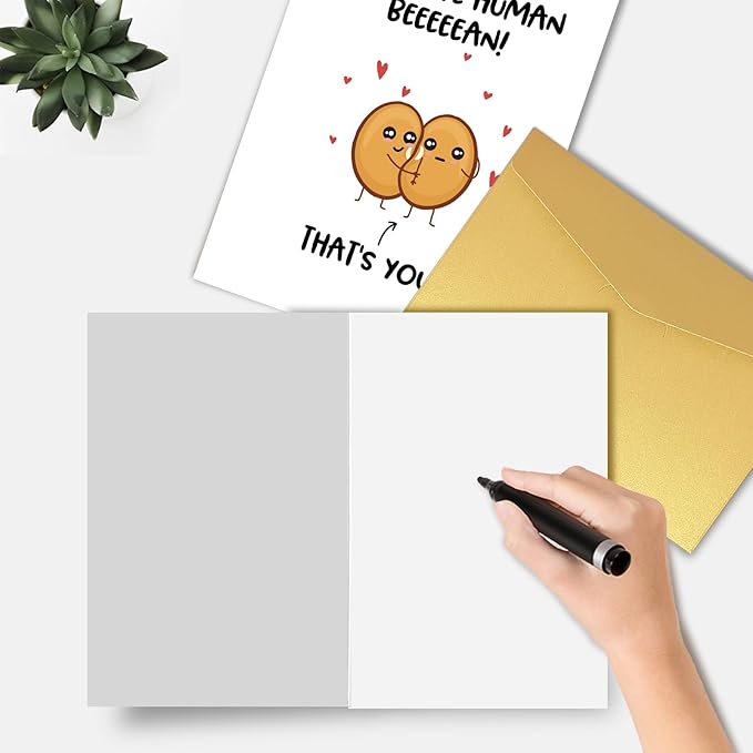 Cute Bean Pun Love Card, Funny Birthday Card for Him Her, Adorable Valentines Card for Boyfriend Girlfriend, Anniversary Card for Husband Wife