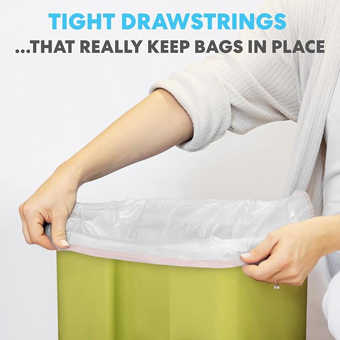 SIMPLI-MAGIC 8 Gallon Drawstring Trash Bags, 120 Pack – Tall Kitchen Garbage Bags, Custom Made with Premium Materials (White)