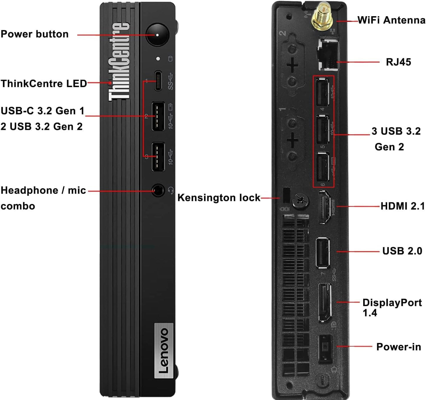 Lenovo ThinkCentre M70q Gen 5 Tiny 1L Mini Business Desktop Computer, 14th Gen Intel 10-Core i5-14400T (Beat i7-13700T), 32GB DDR5 RAM, 1TB PCIe SSD, WiFi 6, HDMI, DP Port, Windows 11 Pro, AZ-XUT