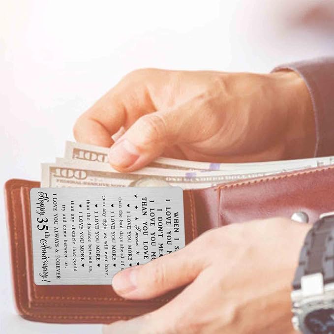 CPLJW 35th Anniversary Card Gifts for Him, 35th 35 Year Anniversary Romantic Wallet Card Gifts for Men