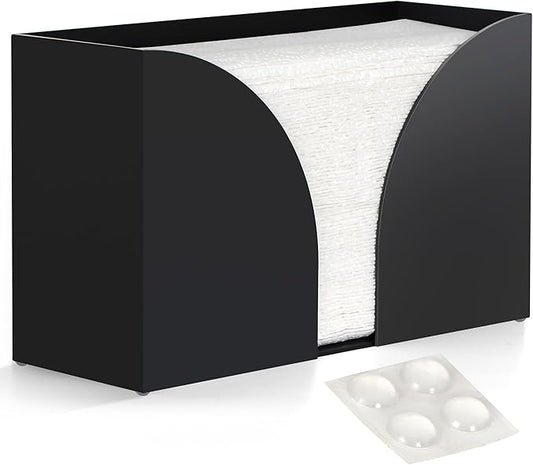 Storage Standard Multifold Paper Towel Dispenser Countertop - Matte Black Paper Towel Holder Bathroom, Durable Acrylic Napkin Holder for Bathroom, Kitchen, Office & Restaurant, 10.75 x 6.5 x 4 Inches