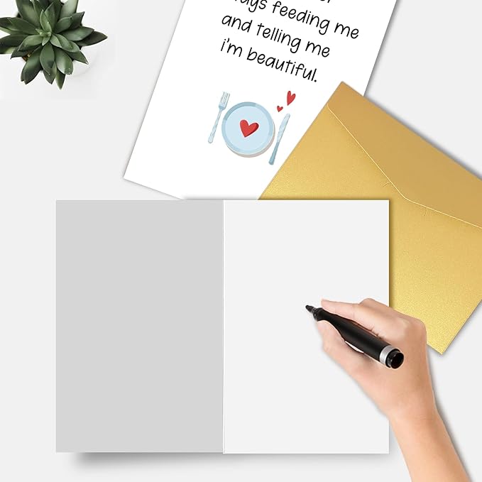 Funny Valentines Day Card for Him, Humor Valentines Day Card Gift for Boyfriend, Anniversary Card from Wife, Thanks for Always Feeding Me And Telling Me I’m Beautiful