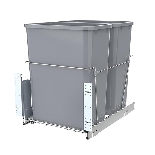 Double Pull-Out Trash Can for Under Kitchen Cabinets Include Double 35QT Trash Bin Doesn't Include Door Fittings, Bottom-Mount Recycling Bin