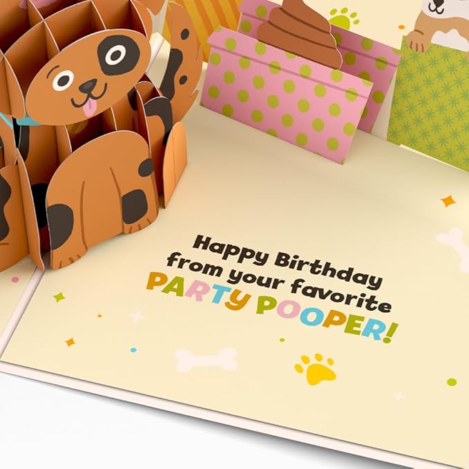 Lovepop Happy Birthday Pop-Up Card for Her and Him- 3D Birthday Animal Greeting Cards for Boys, Girls, Men, Women - Your Favorite Party Pooper - 5" x 7" Dog Card - Blank Note Card & Envelope Included