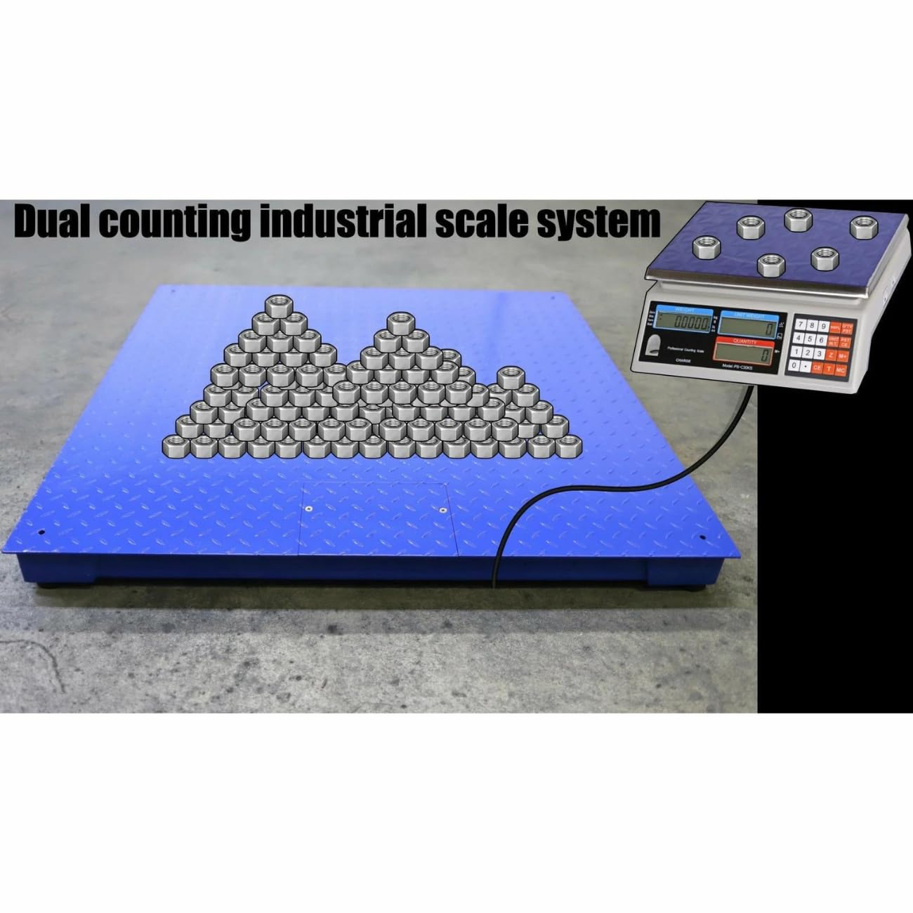 Liberty Scales LS-700-DC Dual Counting Smart Weighing Scale Systems, Size 48" x 48" (4' x 4') - C-Scale 6 lb x .0002 lb/Floor Scale 1000 lb x .2 lb