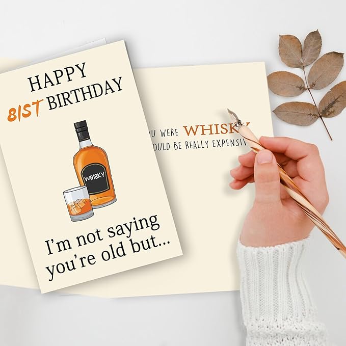 Funny Whiskey 81st Birthday Card, 81st Birthday Gifts for Men Women, Unique 81st Birthday Decorations for Husband Wife, Best 81 Year Old Birthday Card Gifts for Grandpa Grandma