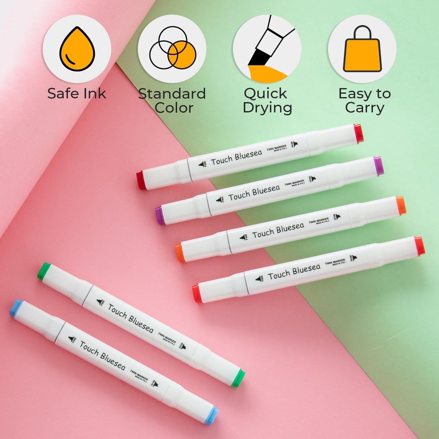 Y YOMA 48 Color Alcohol Markers Dual Tip Art Drawing Coloring Marker Permanent Sketch School Supplies Aesthetic Gift for Kids Adults Comic Anime Manga Illustration