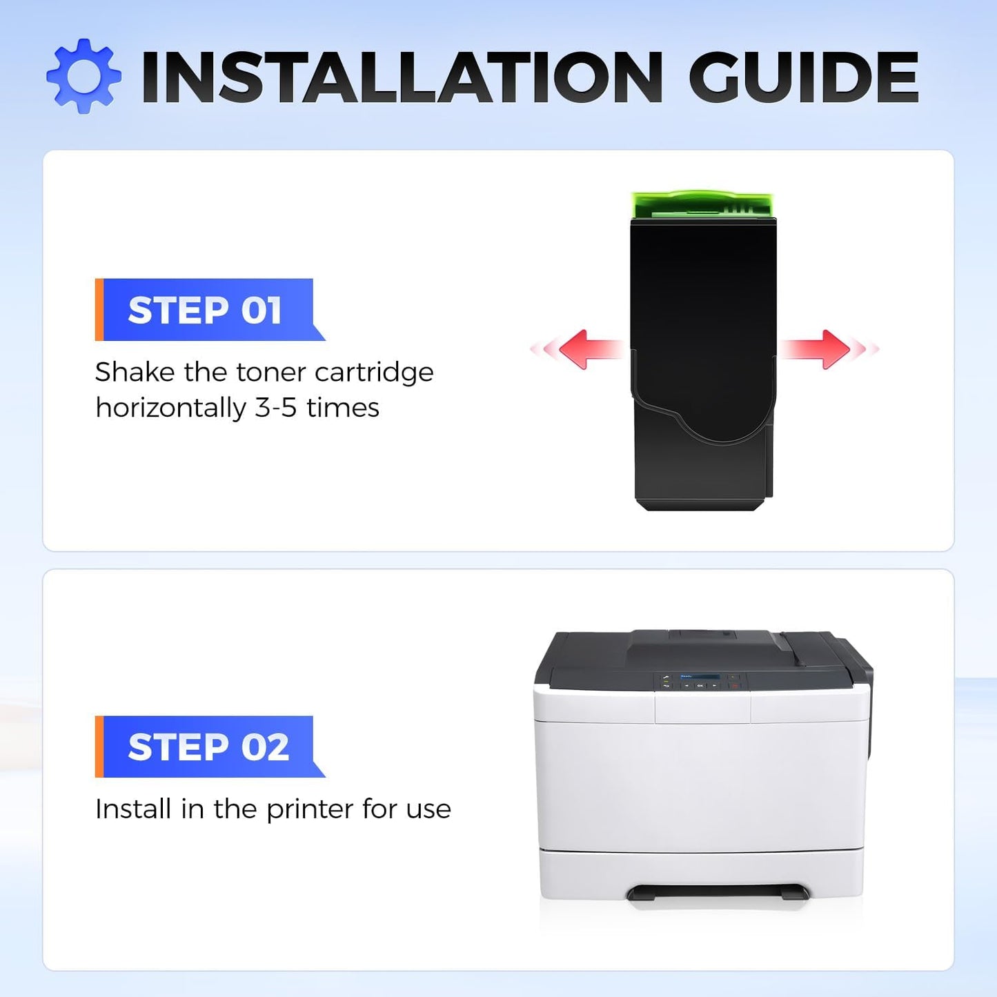 71B1HK0 71B1HC0 71B1HM0 71B1HY0 Toner Cartridge Set 4-Pack Black Cyan Magenta Yellow with chip Replacement Compatible with Lexmark CS417dn CX417de CS517de CX517de Color Laser Printer Ink All-in-One