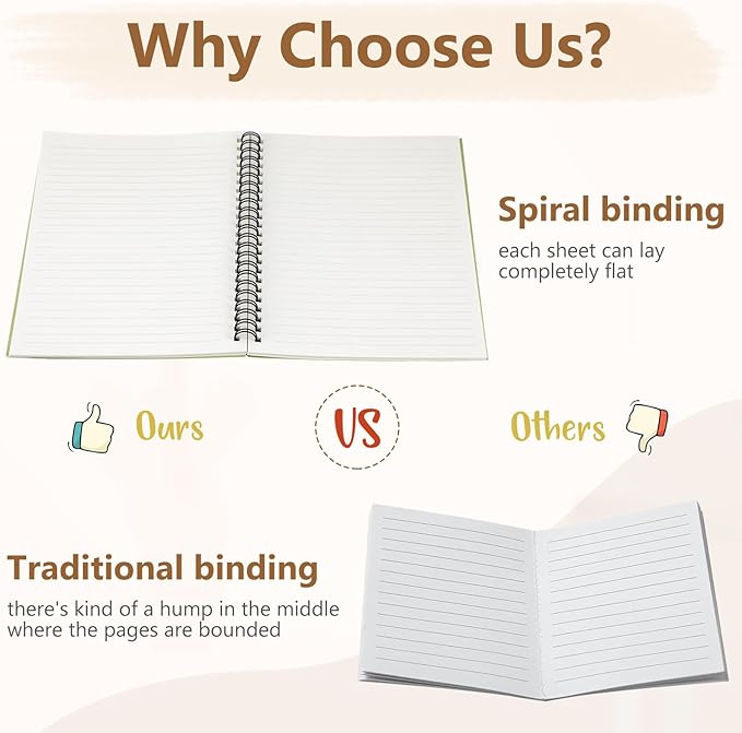 Fuutreo 24 Pcs Spiral Notebook for Work A5 8.3 x 5.7 Inch College Ruled Spiral Journal Notebook Kraft Cover, 12 Color, 60 Sheets, 120 Pages for Office School Supplies(Nuts Color)