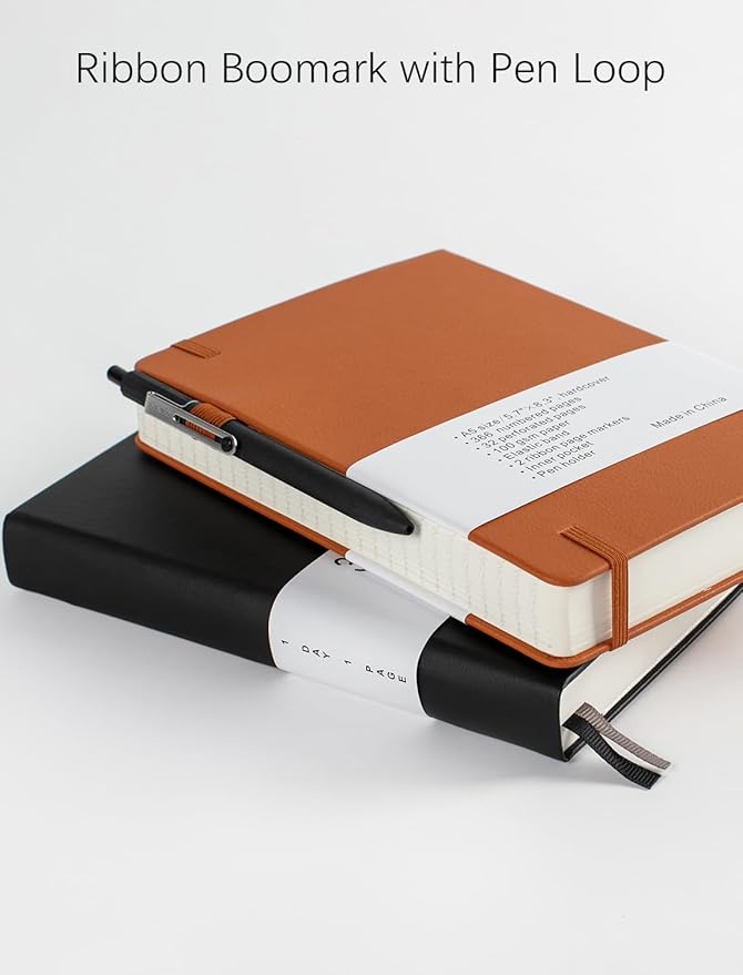 Thick College Ruled Notebook with 366 Numbered Pages, A5 Journals for Writing with 100GSM Lined Paper, Hardcover Leather Notebooks for Women Men School Note Taking Office Work Diary, 5.7"x8.3" Pink