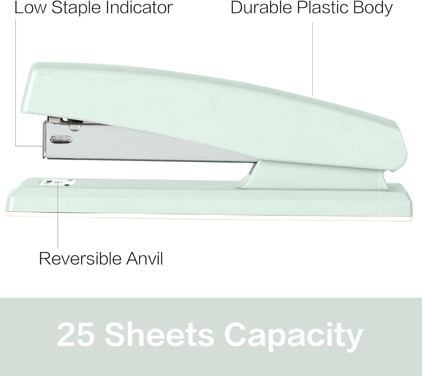 Deli Desktop Stapler, 2 Pack, 25 Sheet Capacity, Includes 2000 Staples and 2 Staple Removers, Green