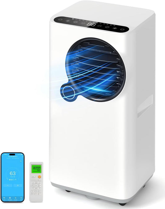Portable Air Conditioners, 16000 BTU 6-in-1 Cooling, Dehumidifier & Fan, Ultra Quiet with 24H Smart Timer, Auto Shut-Off & Child Lock for Home/Bedroom/Office