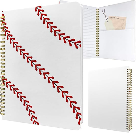 Cute Spiral Notebook journal B5 Aesthetic Pretty Design for Women Girls Kawaii with Pocket, 10 x 7.2 inch, Lined, Baseball