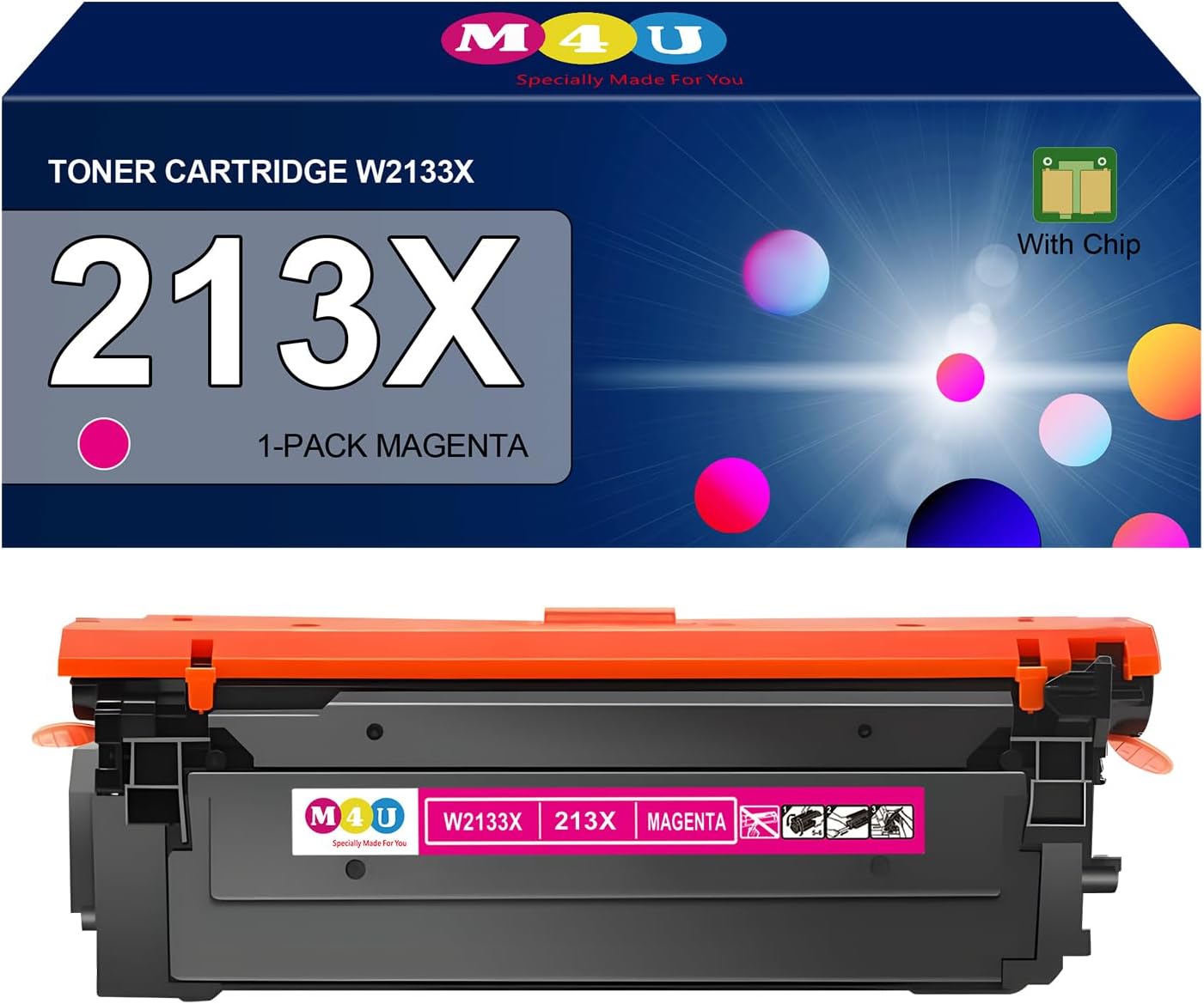 213X Magenta Toner Cartridge(with Chip) W2133X Compatible with 213X for Enterprise 5700dn 6700dn 6701dn, MFP 5800 6800, Flow MFP 5800 6800(1Pack, Magenta)