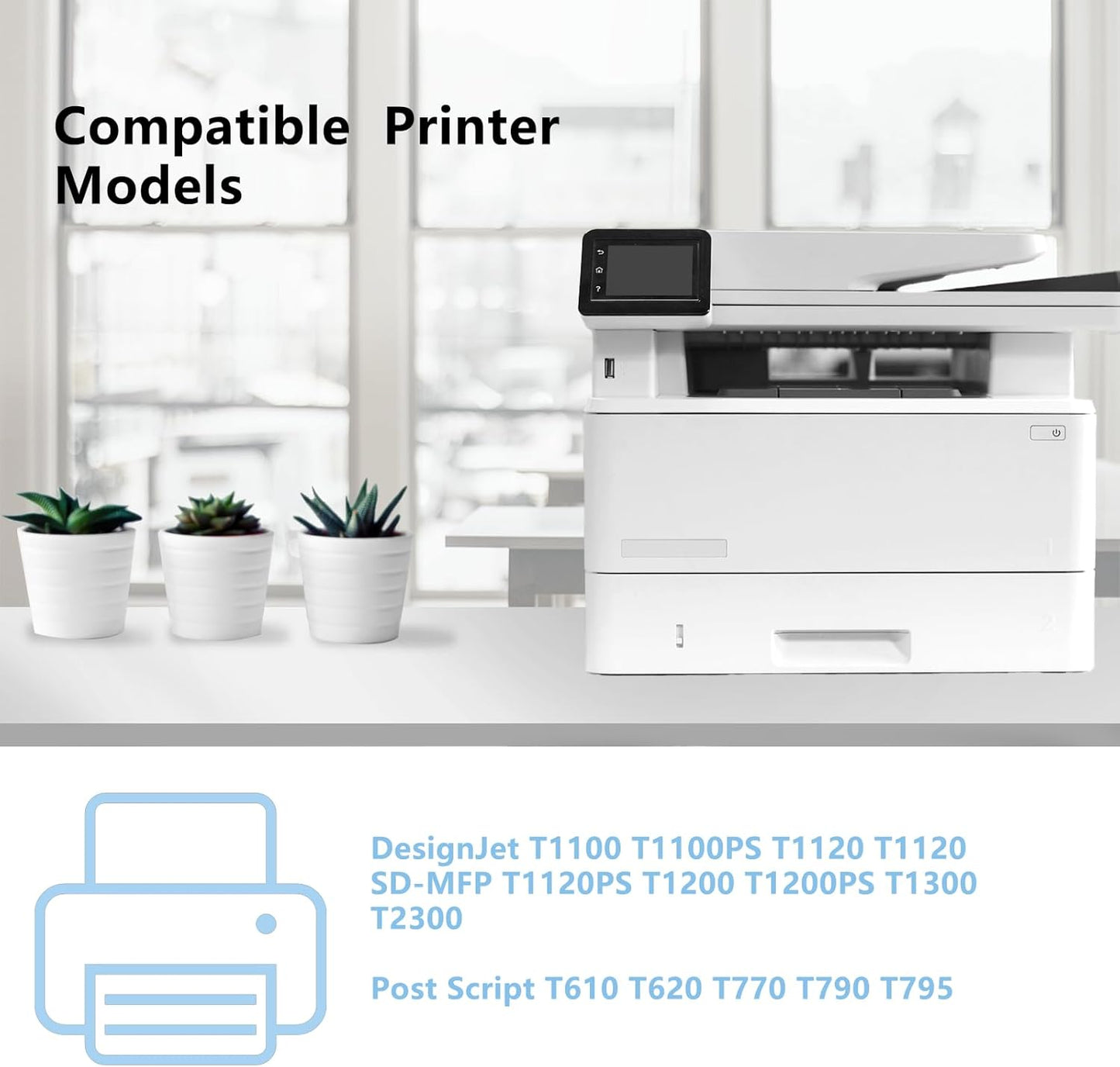High Yield 72 Ink Cartridges C9403A C9370A C9371A C9372A C9373A C9374A Replacement for HP 72 Ink Cartridges for T770 T790 T795 T610 T620 T1100 T1120 T1200 T1300 T2300 Printers Ink(6 Pack, 130ML)