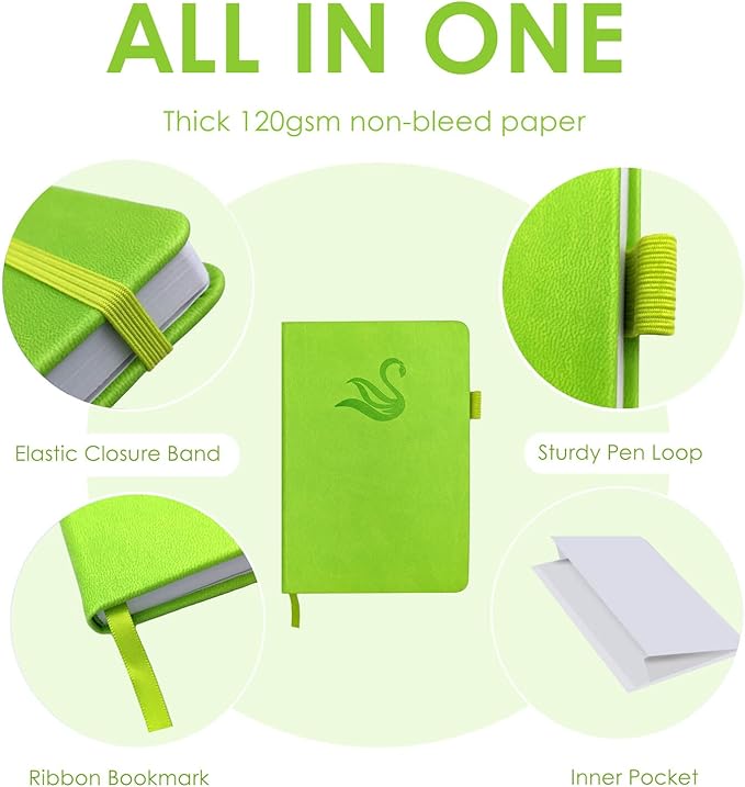 Elegant Password Book with Alphabetical Tabs - Hardcover Password Book for Internet Website Address Login - 5.2" x 7.6" Password Keeper and Organizer w/Notes Section & Back Pocket (Green)