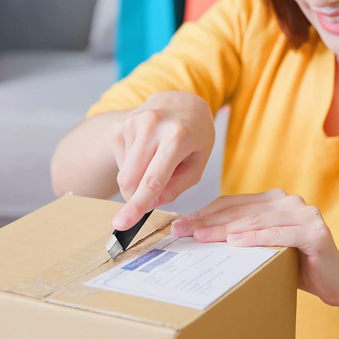 DIYSELF Utility Knife, 24-Pack Small Box Cutters with Single Edge Razor Blades, Retactable Knife, Metal Tough Sheath (Black)