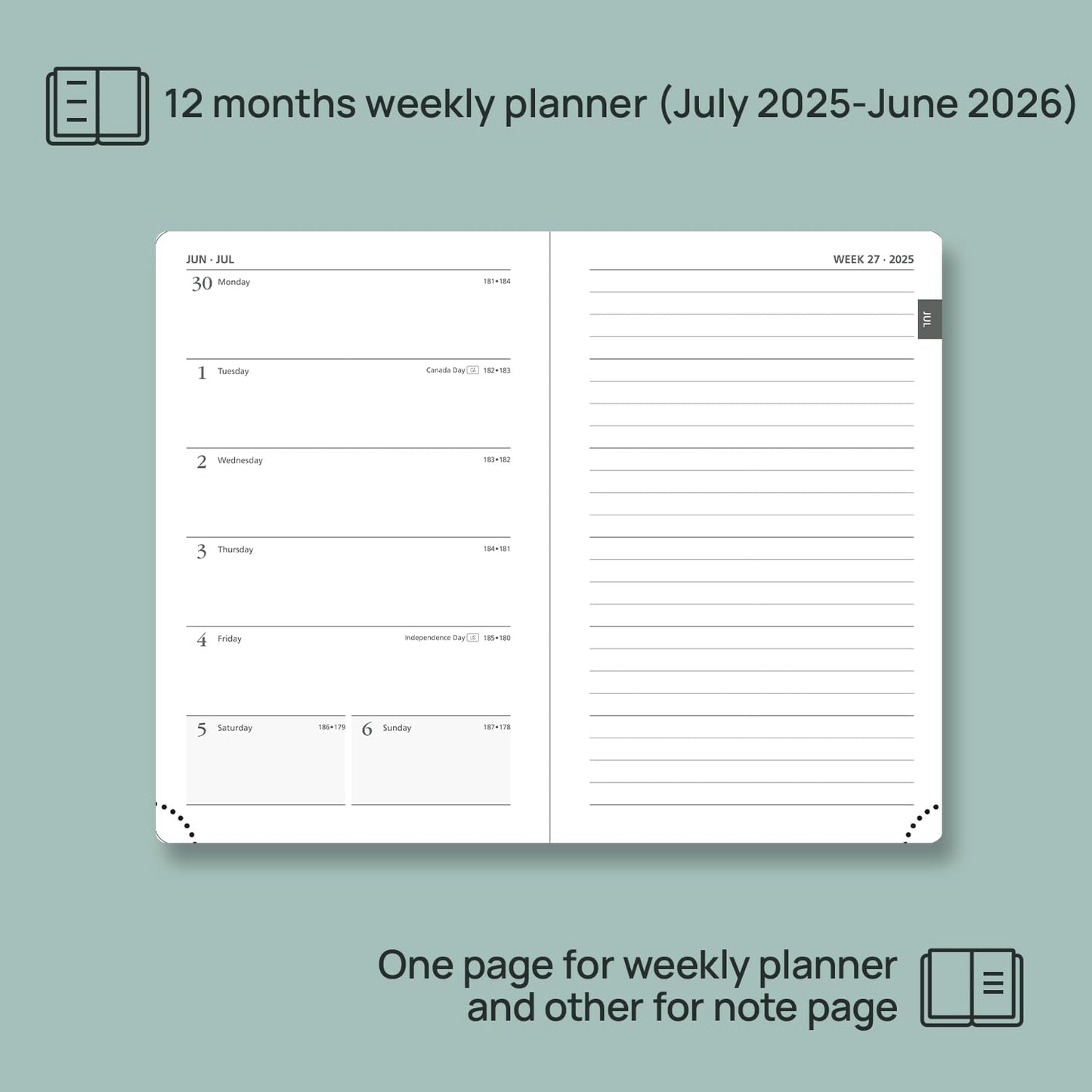 POPRUN Planner 2025-2026 Weekly Notebook for Purse(Pocket Size 4''x 6.25'') Small Academic Calendar (JUL.25 - JUN.26) with Monthly Tabs, Leather Soft Cover, Inner Pocket, 100 GSM - Pink