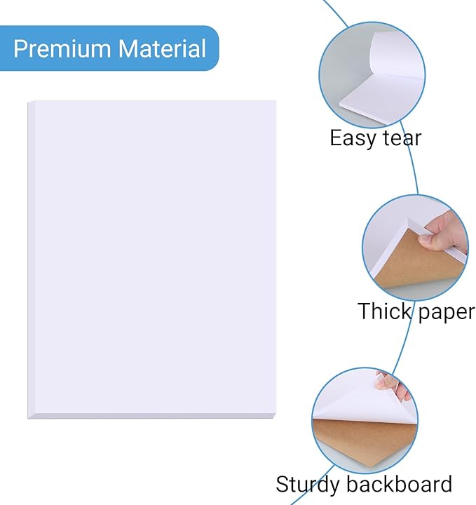 6 Pack Blank White Memo Pads 8.5X11 Inch Unlined Note Pad Scratch Pads for Office, School, and Home Use (Each Pad 50 Sheets)