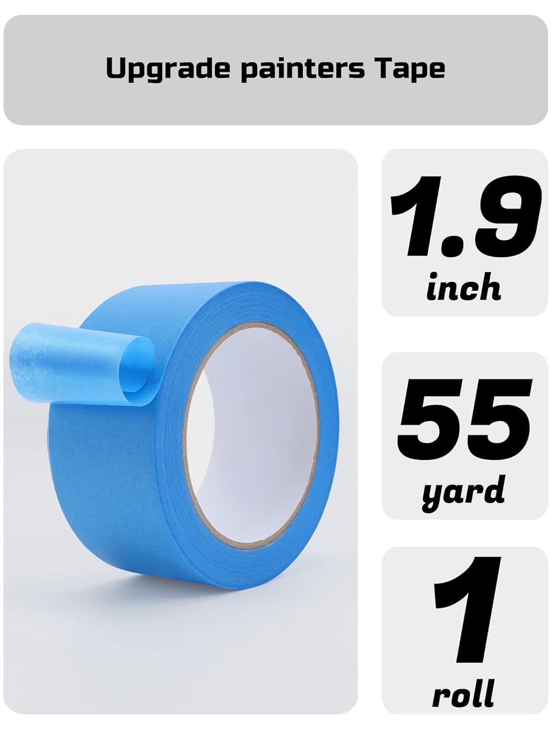 Lichamp Blue Painters Tape, 1 Pack 1.9 inch by 55 Yards Paper Tape, Blue Tapes for Crafts Arts