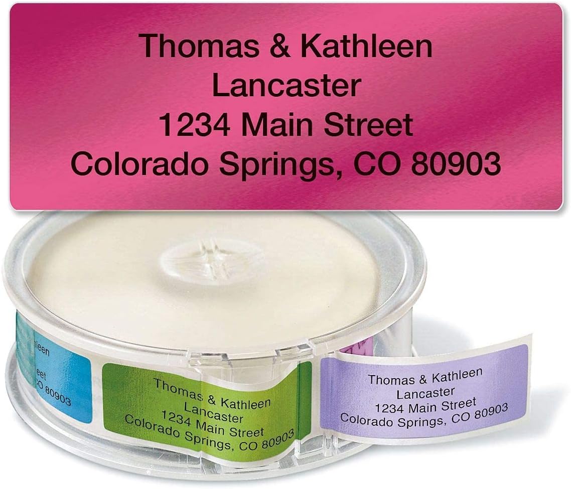 Colorful Images Metallic Rainbow Foil Rolled Return Address Mailing Labels with Dispenser, Customize with Name & Shipping Address, 500 Self Adhesive, Easy Peel Sticker Label Roll, 3/4" x 2 1/2"