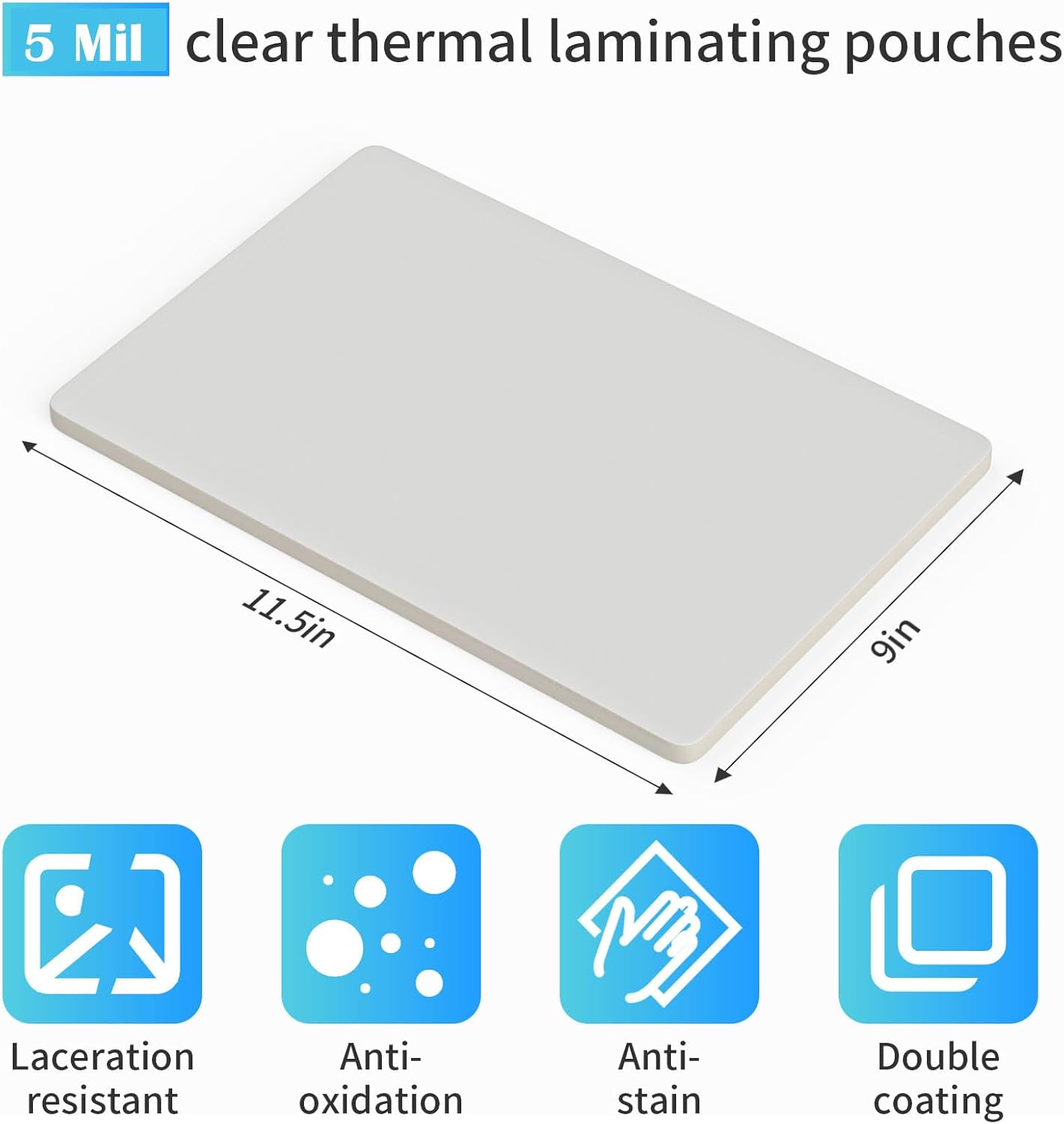 (5 Mil) 50 Pack Laminating Sheets, Thermal Laminating Pouches Holds 8.5 x 11 Inch, 5 Mil Clear Laminator Paper 9 x 11.5 Inch, Letter Size, for Education,Documents, Certificate