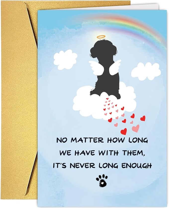 Dog Loss Sympathy Card, Cute Pet Dog Loss Card with Rainbow Bridge, Dog Condolence Card for Dog Owner Lover, Doggy Bereavement ard for Family Friends Dog Lover, Dog Sympathy Card, Pet Loss Card