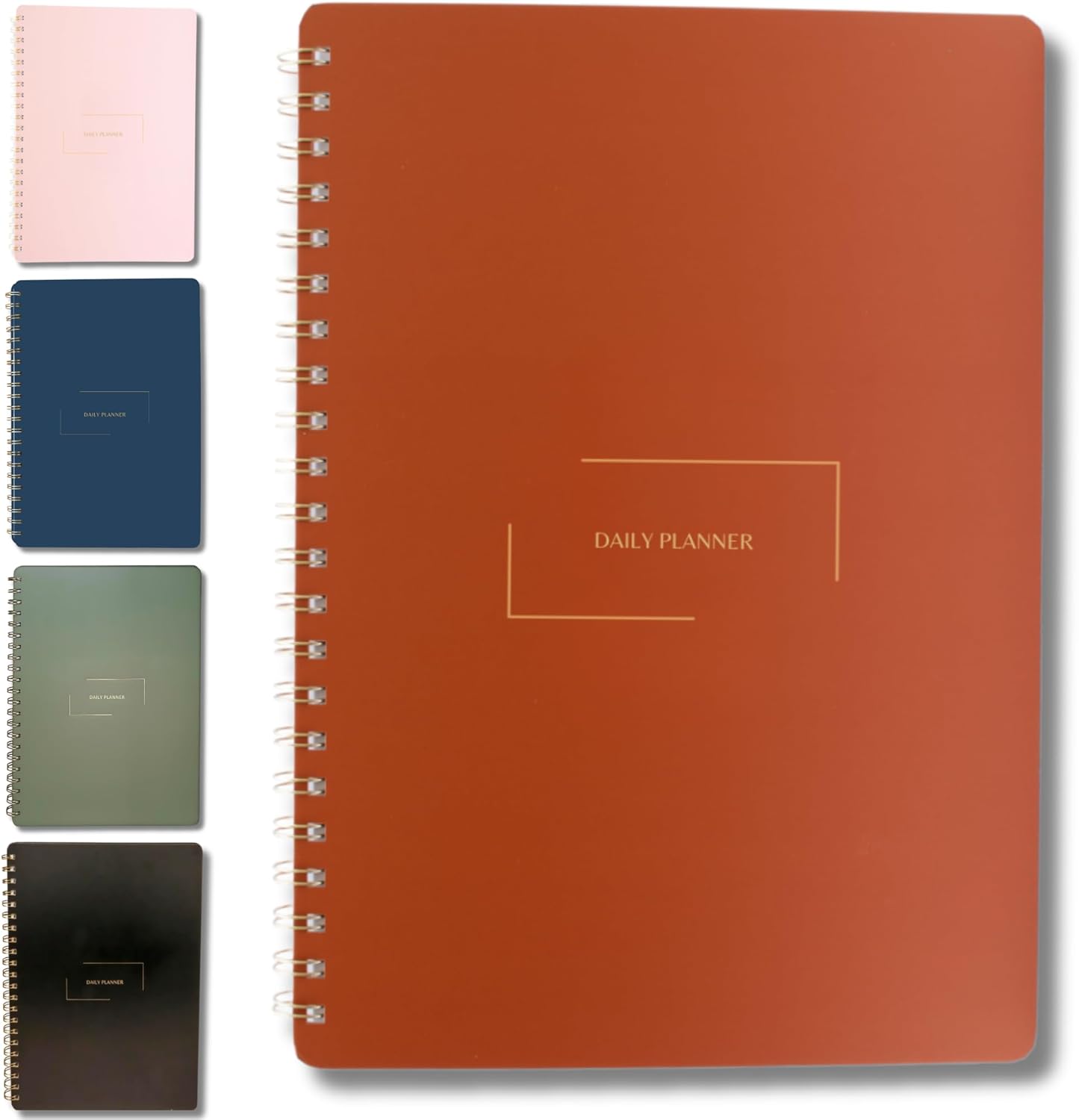 | Durable & Sleek | Undated Daily and Weekly Planner | 8.25" x 11.75" | To Do List Notebook for Work | Simple Design | Multiple Layouts | Planner and Notebook in One (Rust, Daily Planner - Portrait)