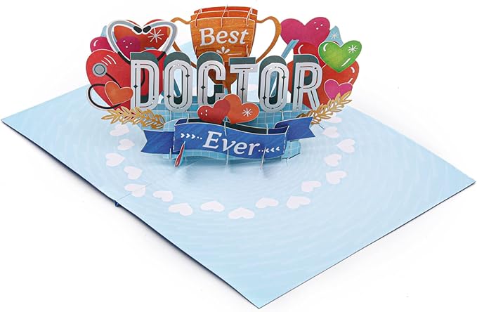 Liif Thank You Doctor 3D Greeting Pop Up Card, Thank You Card For Doctor, Nurse, EMTs, Healthcare Workers, Doctor Appreciation Gifts| With Message Note & Envelop | Size 7 x 5 Inch