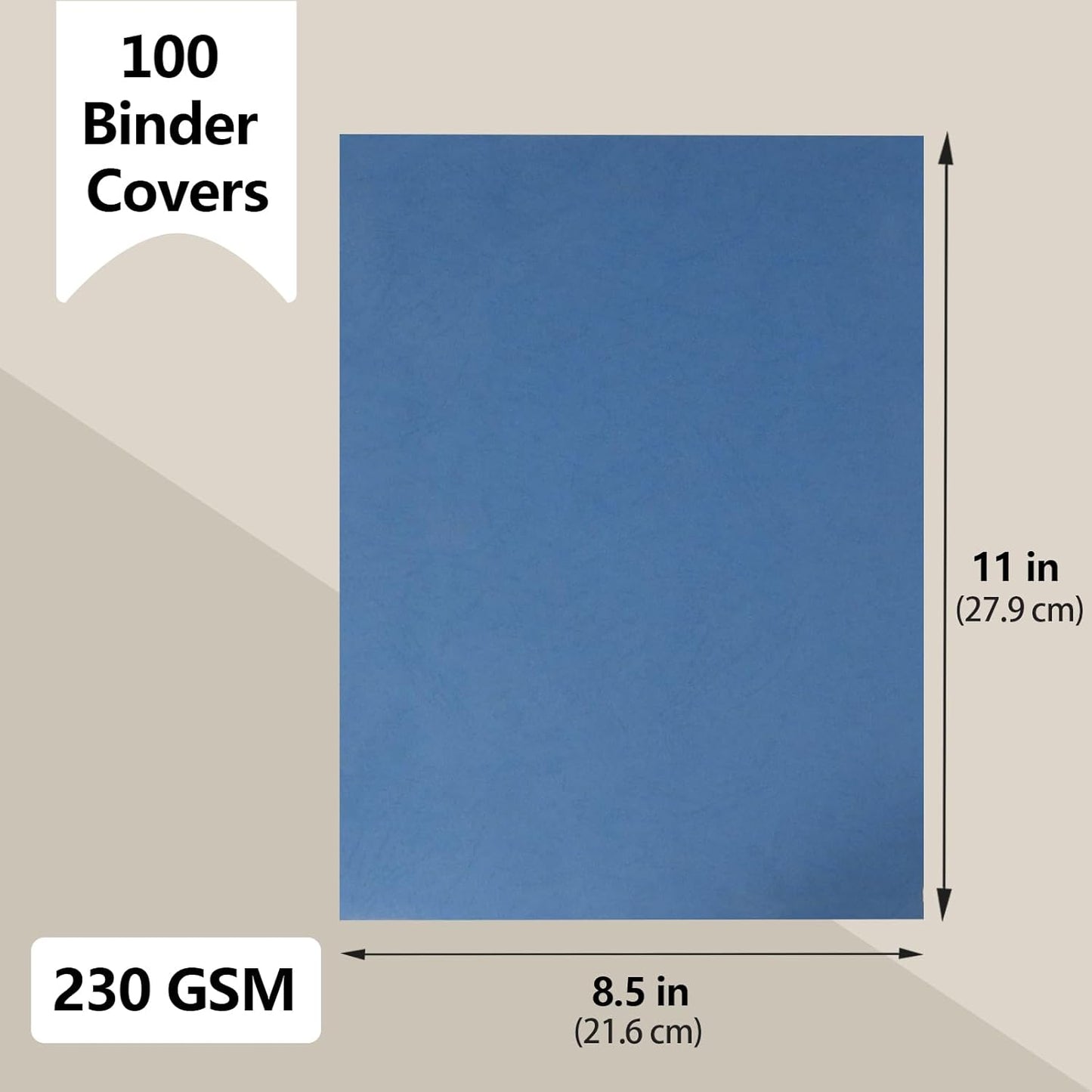 Rayson LBC230G Paper Binding Cover, Leather Texture 12 mil Binding Cover, 8-1/2 x 11 inches Blue Presentation Leathergrain Binding Covers, 100/Pack
