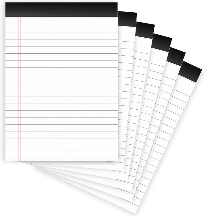 Legal Pads 4x6 with 18-Line College Ruled Small Legal Pads 6 Packs of Mini Legal Note Pads Non-Penetrating Paper, Perforated Writing Pad for School, Office, Business