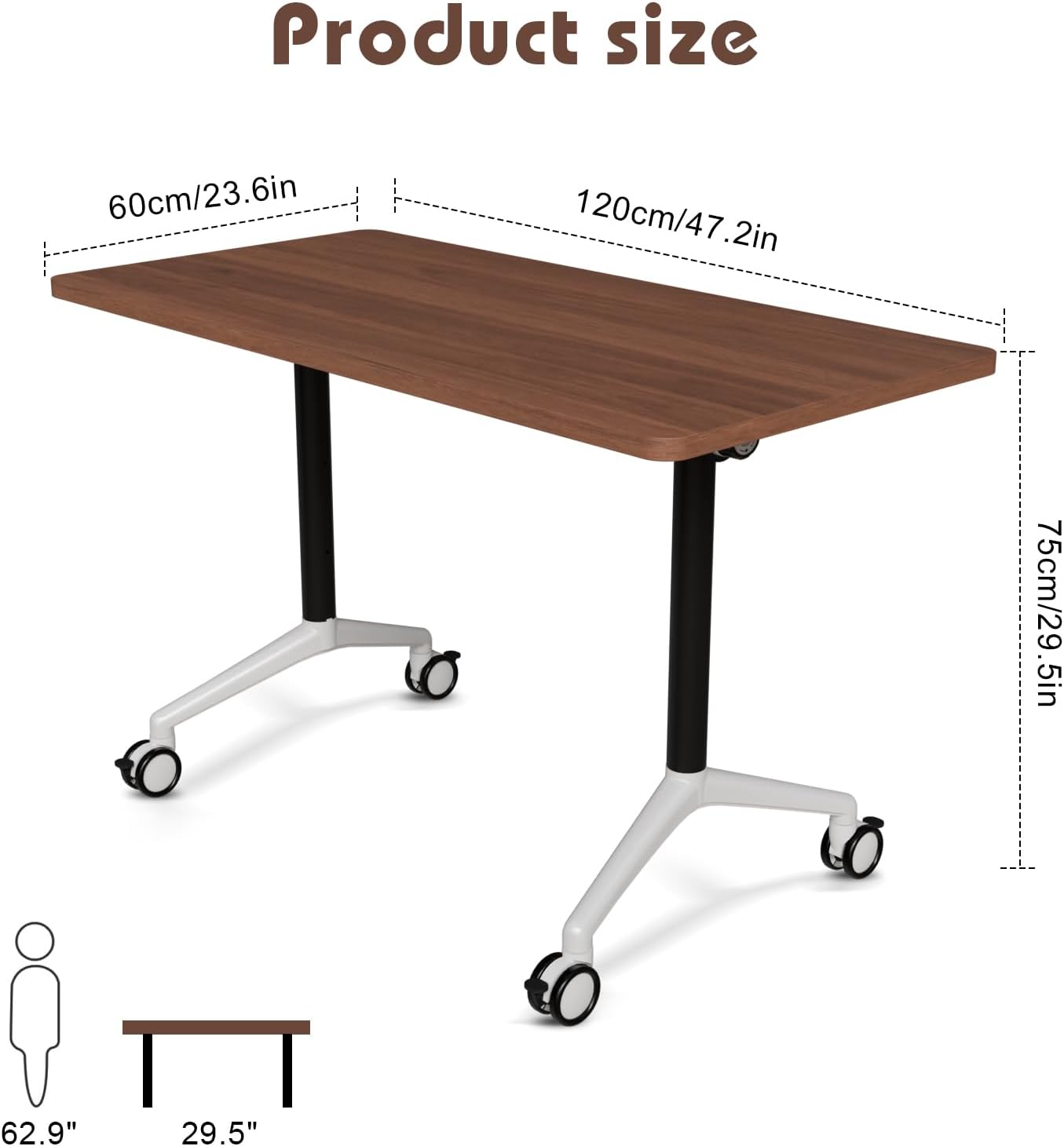 Conference Room Table with Flip-Top Design for Dynamic Meetings, Business Table Computer Desk with Heavy-Duty Frame,Foldable Seminar Meeting Tables for Home Office (6, A, 47.2IN)