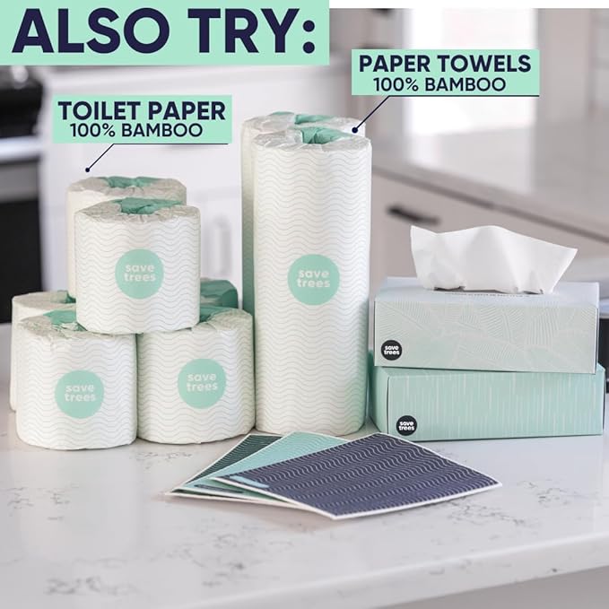 Bamboo Facial Tissues - 4 Boxes of Eco-Friendly, 3-Ply Hypoallergenic Tissues, 90 Sheets per Box, FSC Certified, Plastic-Free Packaging, Soft & Gentle for Home Use