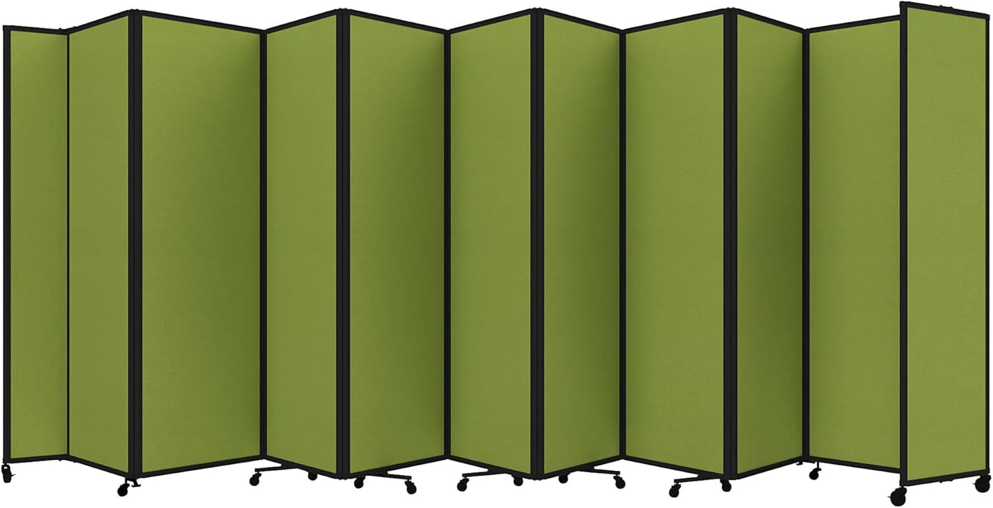 Versare Room Divider 360 Portable Wall Partition | Folding Panels | Large Freestanding Divider | Locking Wheels | Temporary Room Separator | 25' x 7'6'', Lime Green