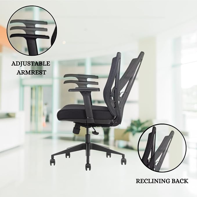 Bitchair Ergonomic Mesh Conference Room Chair - Adjustable Lumbar Support Computer Desk Chair with Height Adjustable Arms - Seat Depth Adjustable Office Chair - (Black) (Pack of 8)