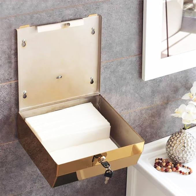Comercial Paper Towel Dispenser Wall Mount, Brushed Gold Stainless Steel Hand Towel Dispenser with Lock, Large Capacity Trifold/C Fold Paper Towel Holder for Bathroom Kitchen Office Public Places