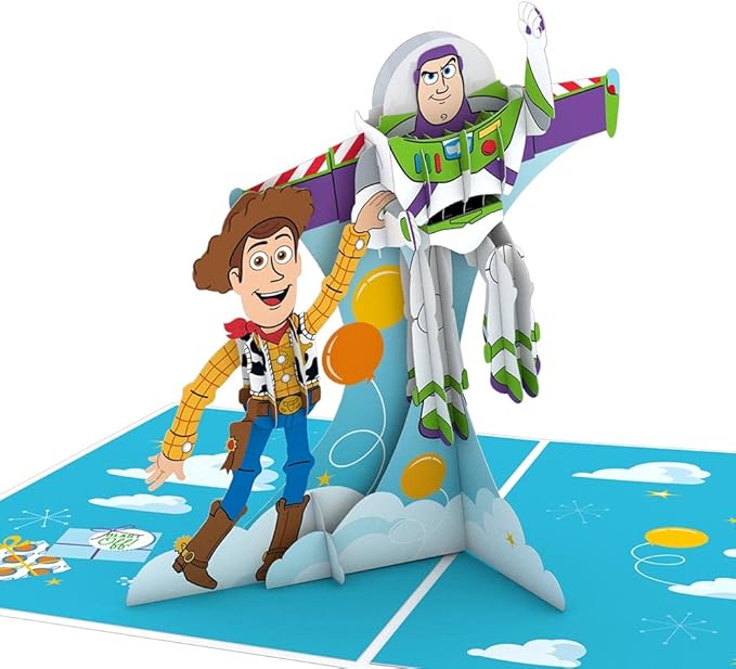Lovepop Happy Birthday Pop-Up Card for Her and Him- 3D Disney Birthday Greeting Cards for Boys, Girls, Men, Women - Toy Story - 5" x 7" Woody and Buzz Card - Blank Note Card & Envelope Included