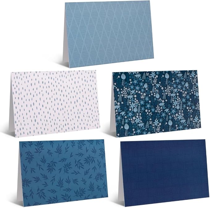 VNS Creations 100 Pack Blank Cards and Envelopes 4x6 - Bulk Blank Greeting Cards with Envelopes & Stickers Inside for All Occasions, Cute Colored Notecards Stationery Set, Assorted Colors Note - Navy