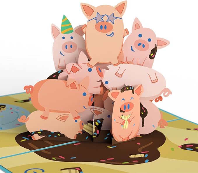 Lovepop Birthday Pop-Up Card for Her, Him, Men, Women - 3D Animal Greeting Cards - Go Hog Wild - 5" x 7" - Blank Notecard & Envelope Included