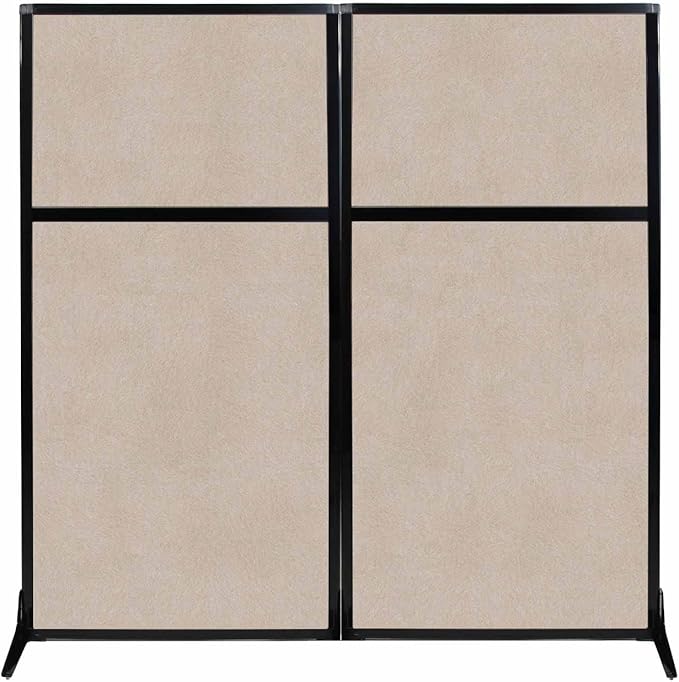 Versare Office Workstation Screen | Portable Wall Divider | Modern Cubicle | Freestanding Privacy Screen | Flexible Work Space | 2 Panels | 66" Wide x 70" Tall Beige SoundSorb Panels