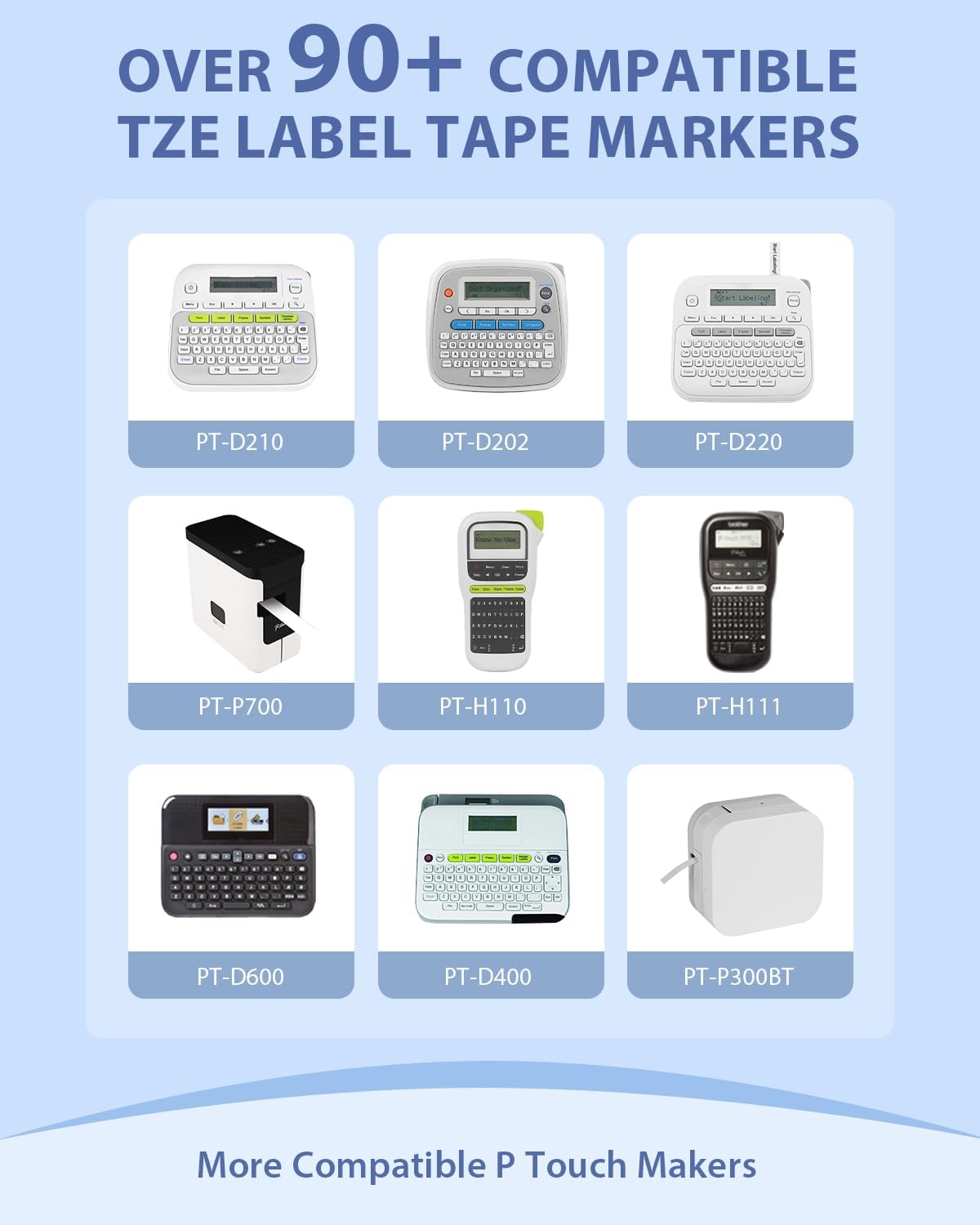 6-Pack TZe-231 TZ Tape 12mm 0.47 Laminted White Compatible for Brother Ptouch Label Maker Tape TZe231 TZe-2312pk TZ-231 Refills for P Touch PT-D210 PTD220 H110 D610BT D400, 1/2" x 26.2 ft
