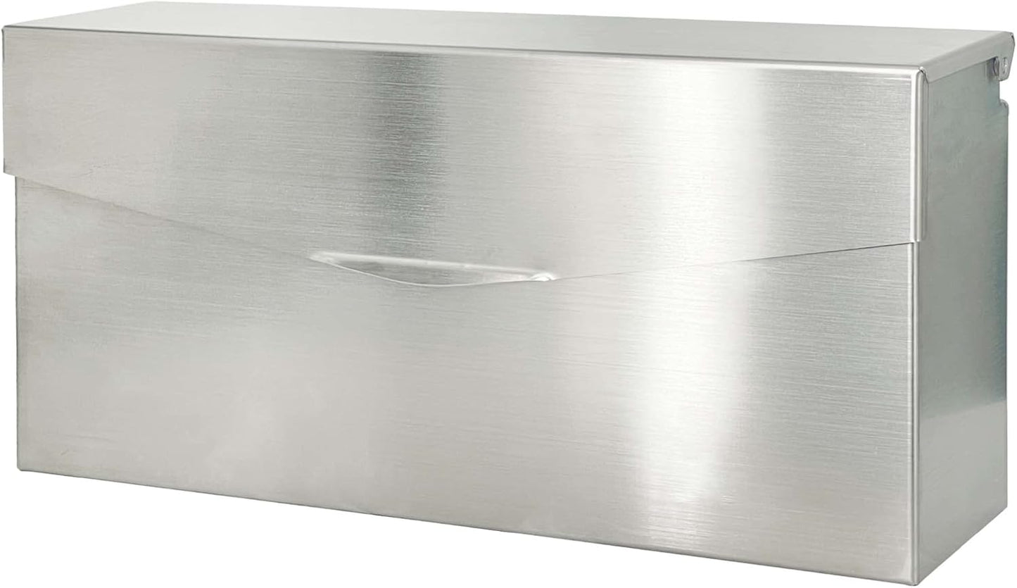 Pochar Rainproof Stainless Steel Mailbox for Walls, Heavy Duty Wall Mounted Mailbox - 14.75'' x 3.75'' x 7'' Rust Proof Steel Dropbox with Rainproof Design(Silver)